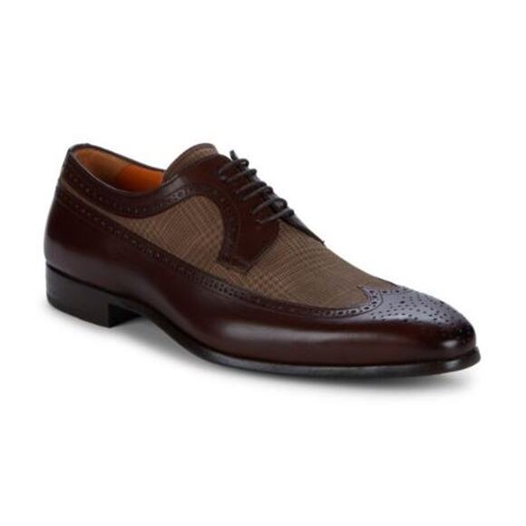 Mezlan Leather Suede Wingtip Derby Shoes Lace Up Pointed Two Tone Brown 8.5M main image 6